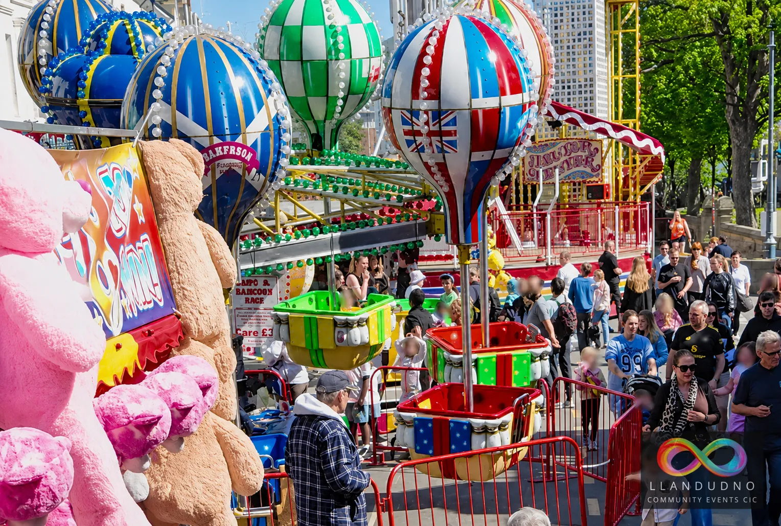 Balloons and Helter Skelter Fairground rides