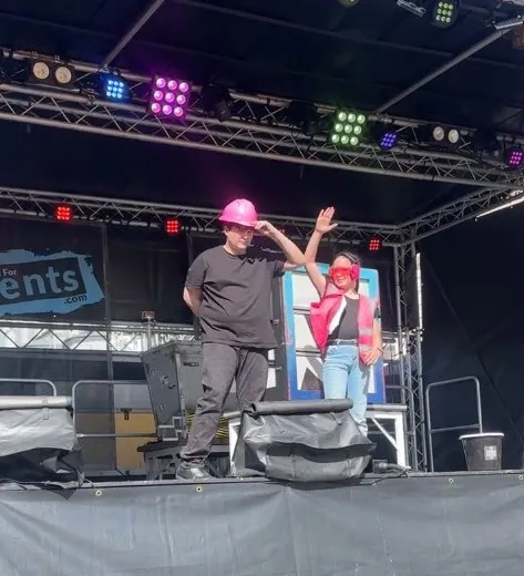 Rylan and Thea, Britains Got Talent Semi Finalists on stage at the Extravaganza