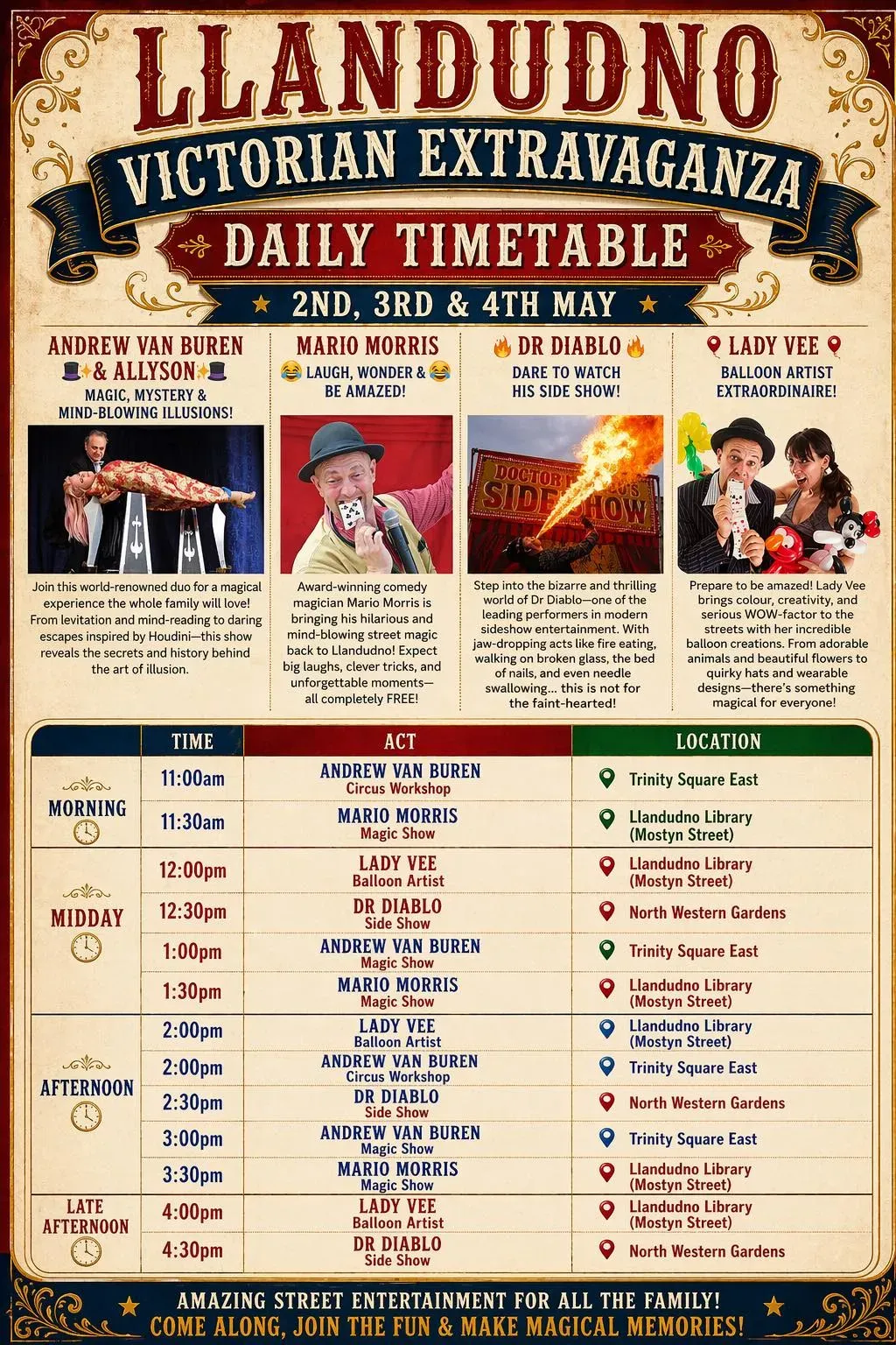 Vintage Poster detailing an example of the schedule