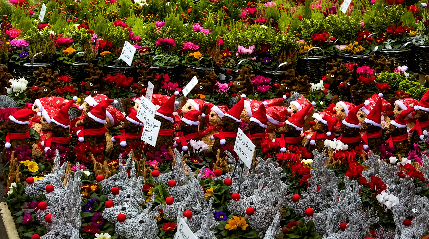 A selection of Christmas novelty items for sale