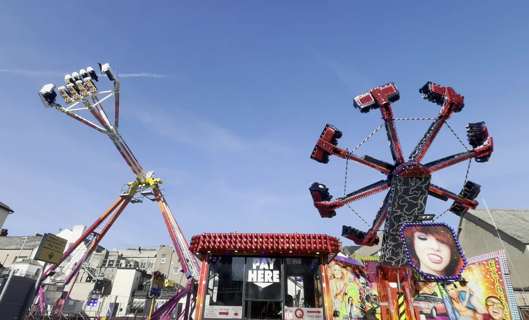 Swinging, scary fair ground rides