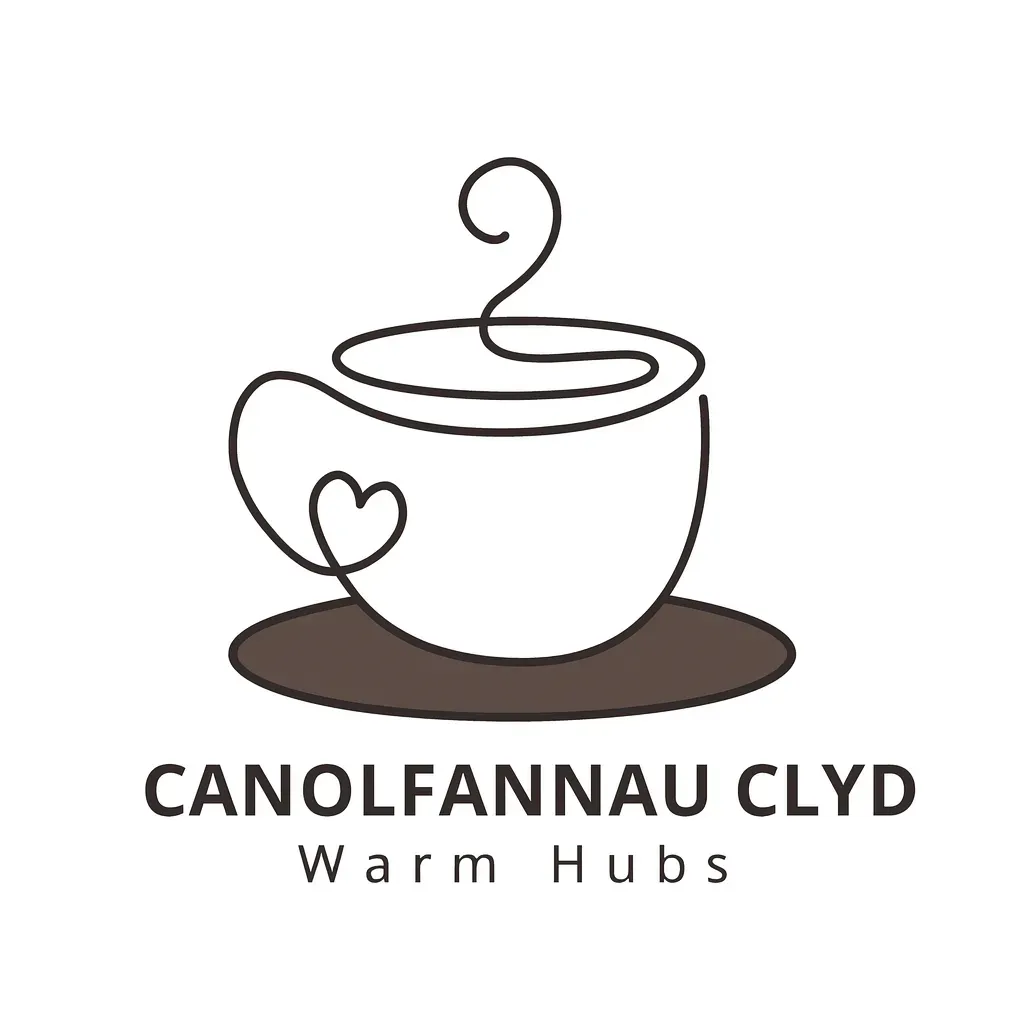 Warm hub events logo of a coffee cup drawing